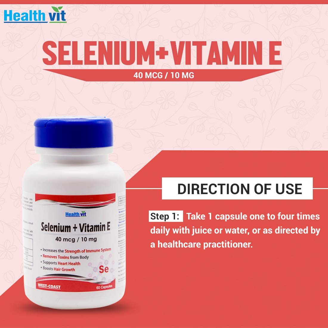 Healthvit Selenium 40 mcg + Vitamin E 10 mg 60 Capsules