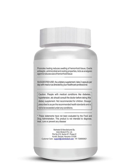 Vokin Biotech Piles Care Fast Relief Bavasir Hemorrhoid Support Piles (90 Capsules) Jimikand, Neem, Triphala