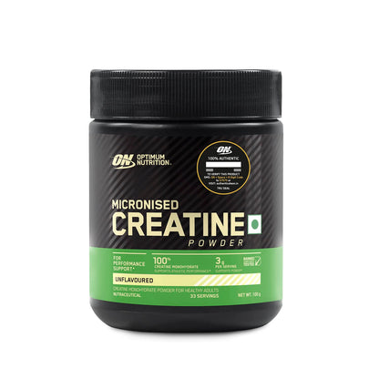 Optimum Nutrition (ON) Micronized Creatine Powder - 100 Gram, 33 Serves, 3g of 100% Creatine Monohydrate per serve, Supports Athletic Performance & Power, Unflavored.