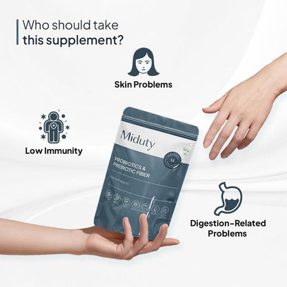 Miduty Palak Notes Probiotics Prebiotic Powder for Gut Health - Men - Women - Kids - Patented Lacto Bacillus Coagulans - Immunity Support - Constipation Help- 150 gm