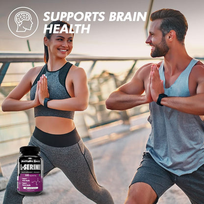 HealthyHey Sports L-Serine - 500mg/Serving - 60 Vegetable Capsules