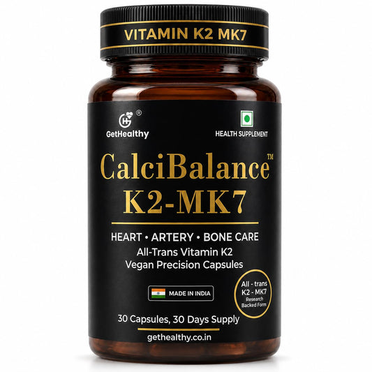 GetHealthyÂ® CalciBalanceâ„¢ Vitamin K2 MK7 55 mcg | All-Trans Menaquinone-7 | Daily Bone Wellness Support | Vegetarian Capsules | Made in India | 120 Count