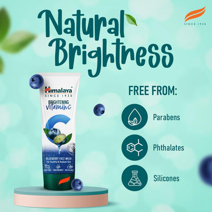 Himalaya Brightening Vitamin C Blueberry Face Wash | Brightening Face Cleanser | Remove Dull Skin | 50ml
