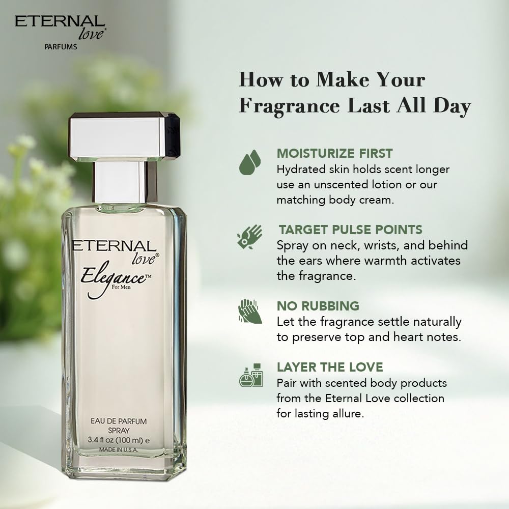 Eternal Love Elegance Eau de Parfum for Men | Timeless & Sophisticated Fragrance | Fresh Citrus, Floral & Woody Notes | Long-Lasting Scent for Men | Perfect for Special Occasions | 100ml