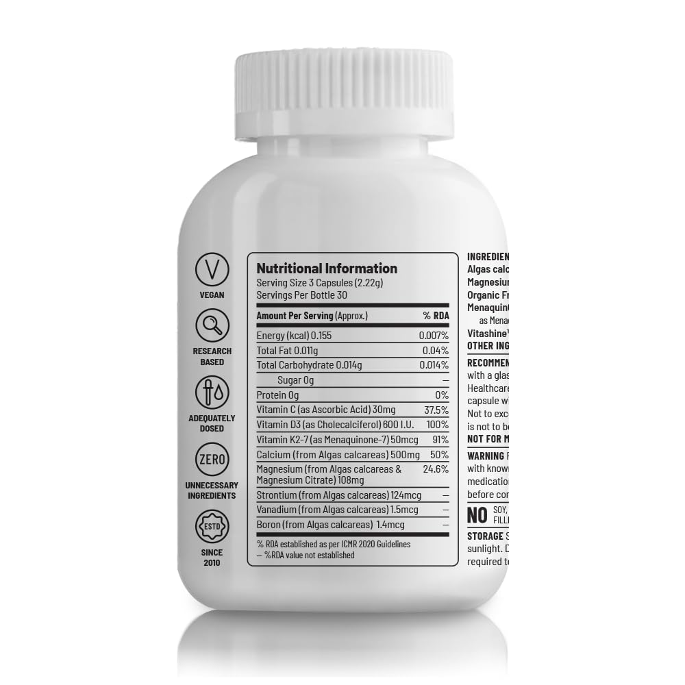 Unived Caldveg | Wholefood Plant-Based Calcium, Magnesium & 73 Trace Minerals, Vit D3 (Lichen), Vit K2-7 (Menaquingold) | Complete Supplement For Bone Health & Healthy Ageing, Capsule