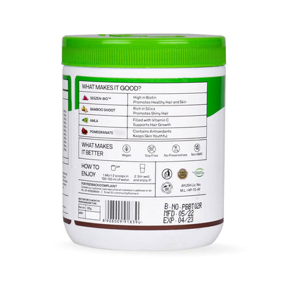 OZiva Biotin For Hair Growth|Biotin Powder for Hair & Healthier Texture, Skin, Nails & Body (With Silica, Sesbania Agati, Vitamin B6),Certified Clean & Vegan, 125g (Lemon)