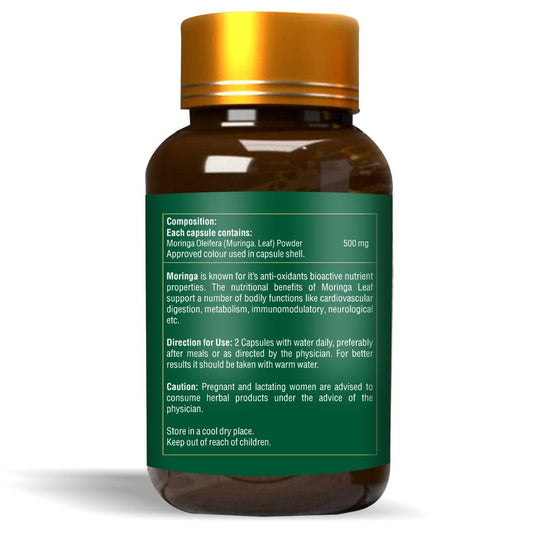 Zeelab Moringa Green Superfood Capsule | Immunity Supplements for Adults | 100% Vegetarian | Organic Moringa Leaf Powder 100 Capsules