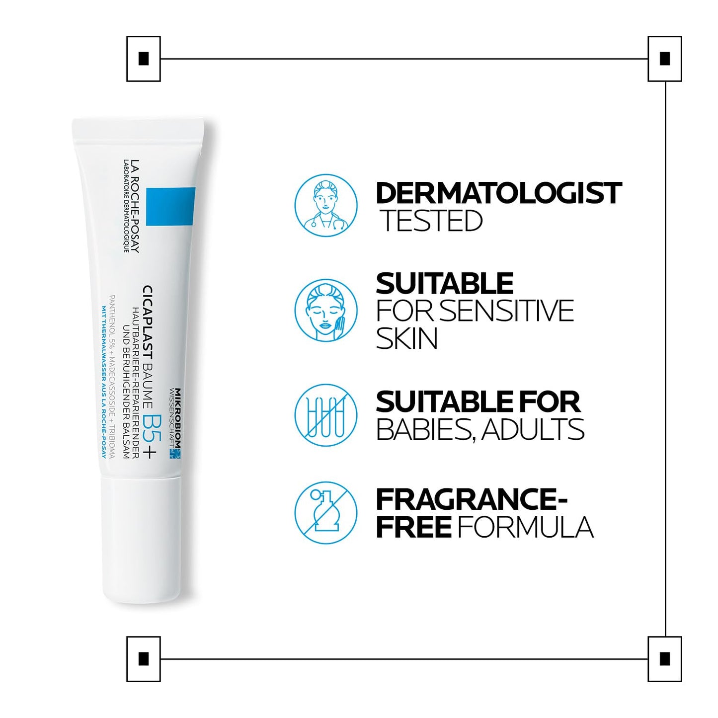 La Roche-Posay Cicaplast Baume B5+ Repair Moisturizer Balm | Hydating Multi-Purpose Soothing Cream for Dry, Sensitive & Damaged Skin, Fragrance Free 15 ml