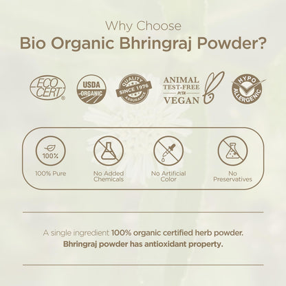 Indus Valley 100% Pure Bhringraj Powder for Hair Growth Natural & Preservative-Free Ideal for Hair Oil, Masks & DIY Packs for Strong Shiny Hair (100g)