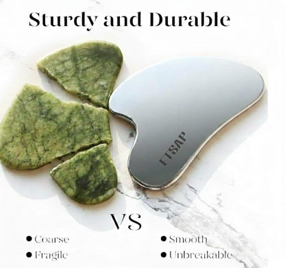Premium Stainless Steel Gua Sha,Metal Gua Sha Facial Tool. Firm Face Muscles, Reduce Puffiness, Facial Tension, Helps Lymphatic Drainage. GuaSha Beauty Tool for Body Neck Eyes (Heart Shape) (SS GUA SHA 85 GRM)