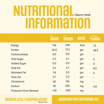 Trunativ Pro Blend Whey Protein Powder Isolate & Concentrate | 100% Light & Clean Protein Powder | 26g Protein | 6g BCAA | 12.52g EAA | No added sugar | Banana 2lbs (907g)