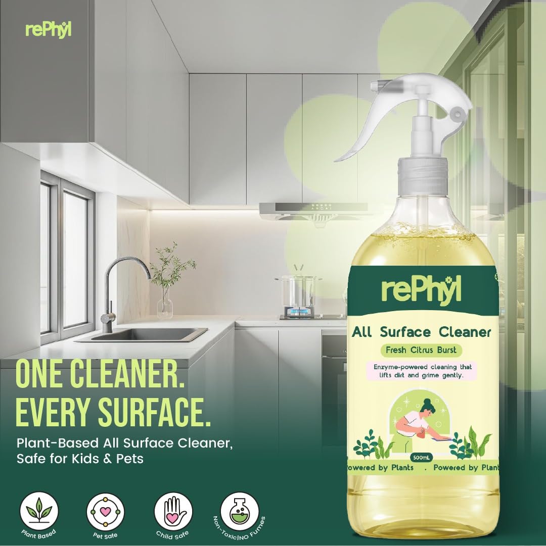 All Purpose Cleaner Spray 500ml | Multi Surface Cleaner | Fresh Citrus | Cleaner for Kitchen, Glass &amp; Home | Removes Dirt, Grease &amp; Germs | Plant-Powered, Non-Toxic, Safe for Kids &amp; Pets