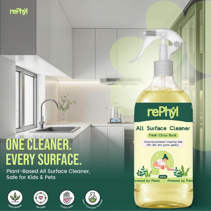 All Purpose Cleaner Spray 500ml | Multi Surface Cleaner | Fresh Citrus | Cleaner for Kitchen, Glass &amp; Home | Removes Dirt, Grease &amp; Germs | Plant-Powered, Non-Toxic, Safe for Kids &amp; Pets