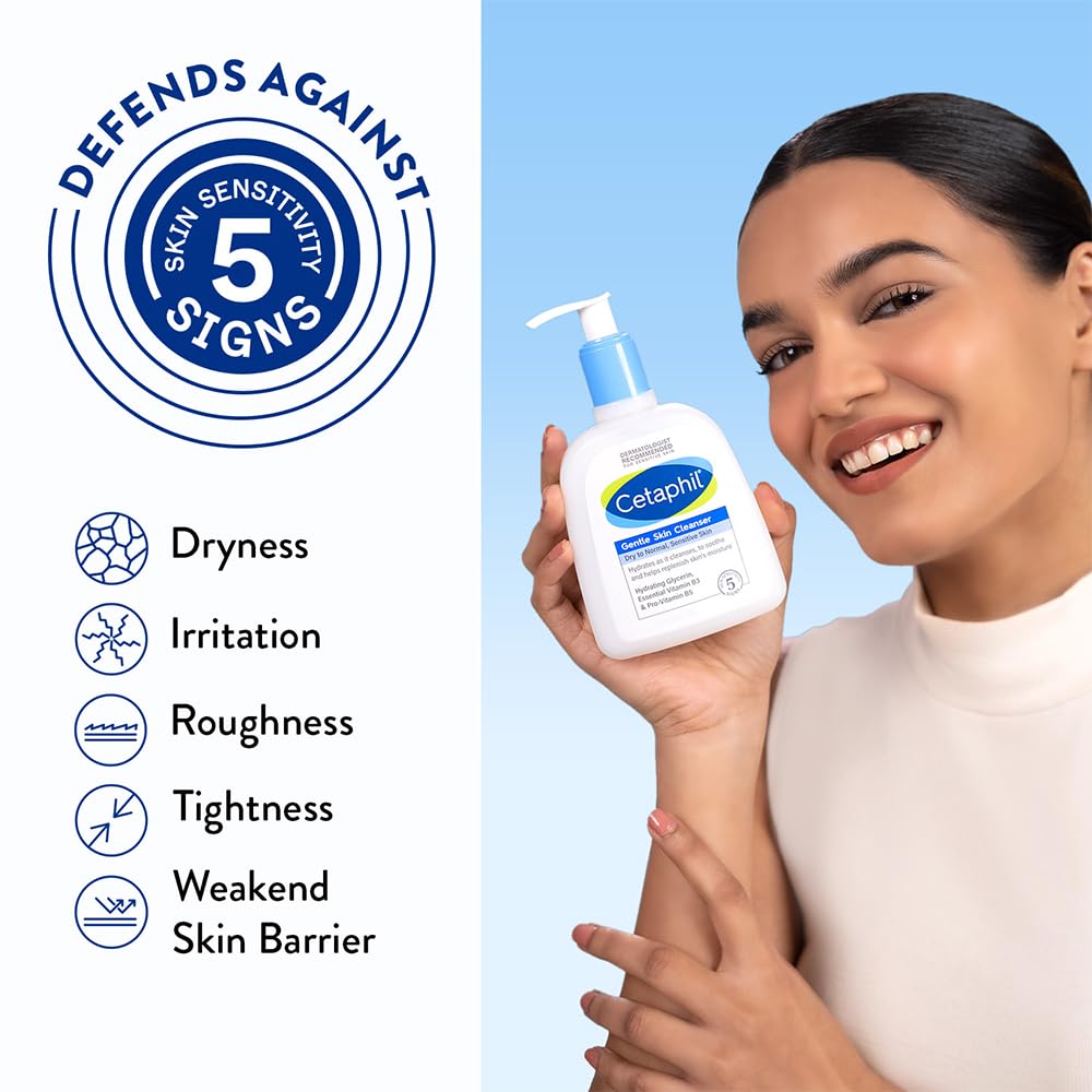 Cetaphil Paraben, Sulphate-Free Gentle Skin Hydrating Face Wash Cleanser with Niacinamide, Vitamin B5 for Dry to Normal, Sensitive Skin - 250 ml