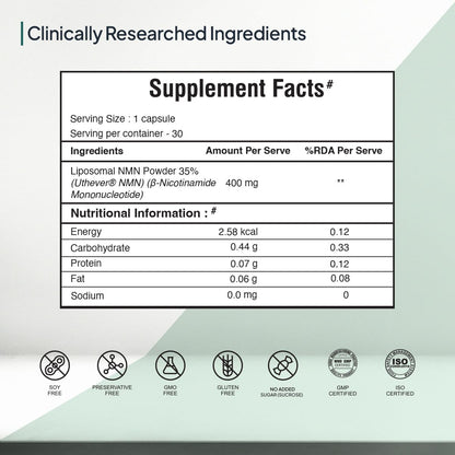 Miduty Liposomal NMN Supplement | Increase Energy levels, Metabolism & Longevity | Nicotinamide Mononucleotide for Anti-Aging, NAD+ Support & Cellular Health | NMN Capsules with Resveratrol | 30 Count