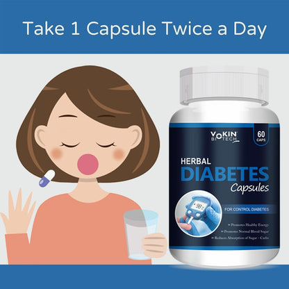 Vokin Biotech Herbal Diabetes 60 Capsules for Control Diabetes, Insulin Resistance | Supports Healthy Energy | Normalize Blood Sugar 750mg