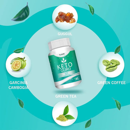 Vokin Biotech Keto Guru 60 Tablets Supplement for Weight Management, Fat Burner, Appetite Suppressant- Pack of 1