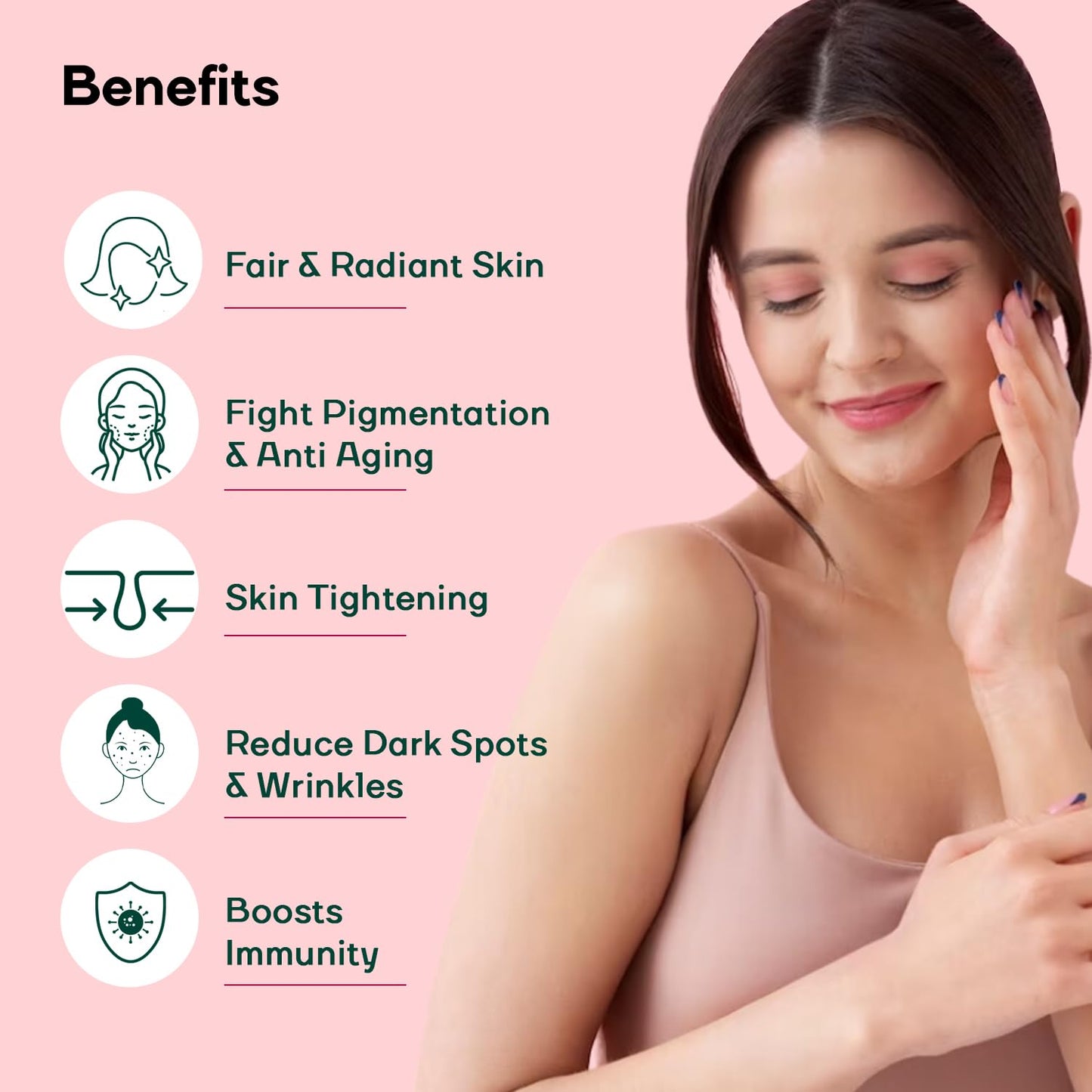 MOUNTAINOR L- Glutathione for Skin Whitening 1000mg With Grapeseed, Vit C,E, Hyaluronic Acid, Biotin Helps Reducing Melanin, Clear, Glowing Skin. Natural 30 Veg caps