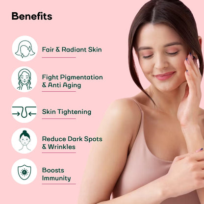 MOUNTAINOR L- Glutathione for Skin Whitening 1000mg With Grapeseed, Vit C,E, Hyaluronic Acid, Biotin Helps Reducing Melanin, Clear, Glowing Skin. Natural 30 Veg caps