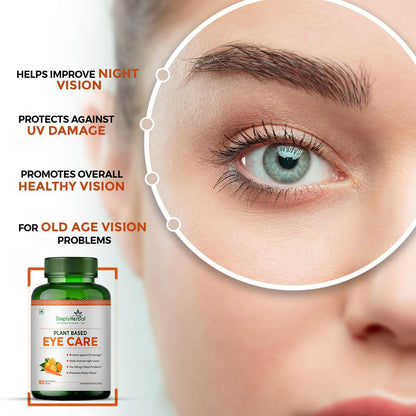 Simply Herbal Plant Based Eye Care Tablets for Healthy Eyes | Protects from Blue Light & Improves Nigh Vision for Men & Women (60 Tablets)
