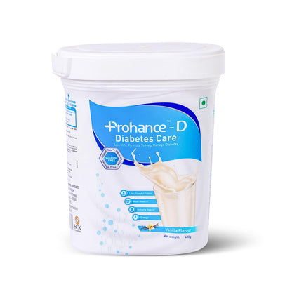 Prohance D Diabetic Nutritional Vanilla Drink - 400g | Helps Manage Blood Sugar Levels | Contains Dietary Fiber | Protein & Vitamins | Supports Weight Management & Heart Health