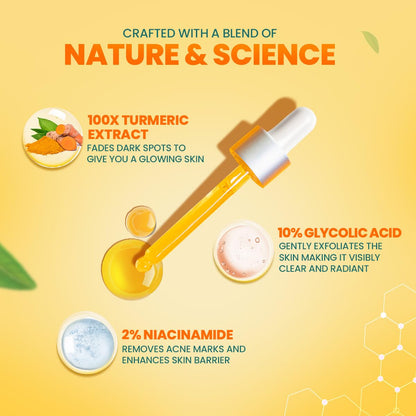 Himalaya Dark Spot Clearing Turmeric Face Serum for glowing skin | with Niacinamide, Glycolic acid & Organically sourced Turmeric | Reduces Dark Spots from Day 7 for Glowing skin | 30ml