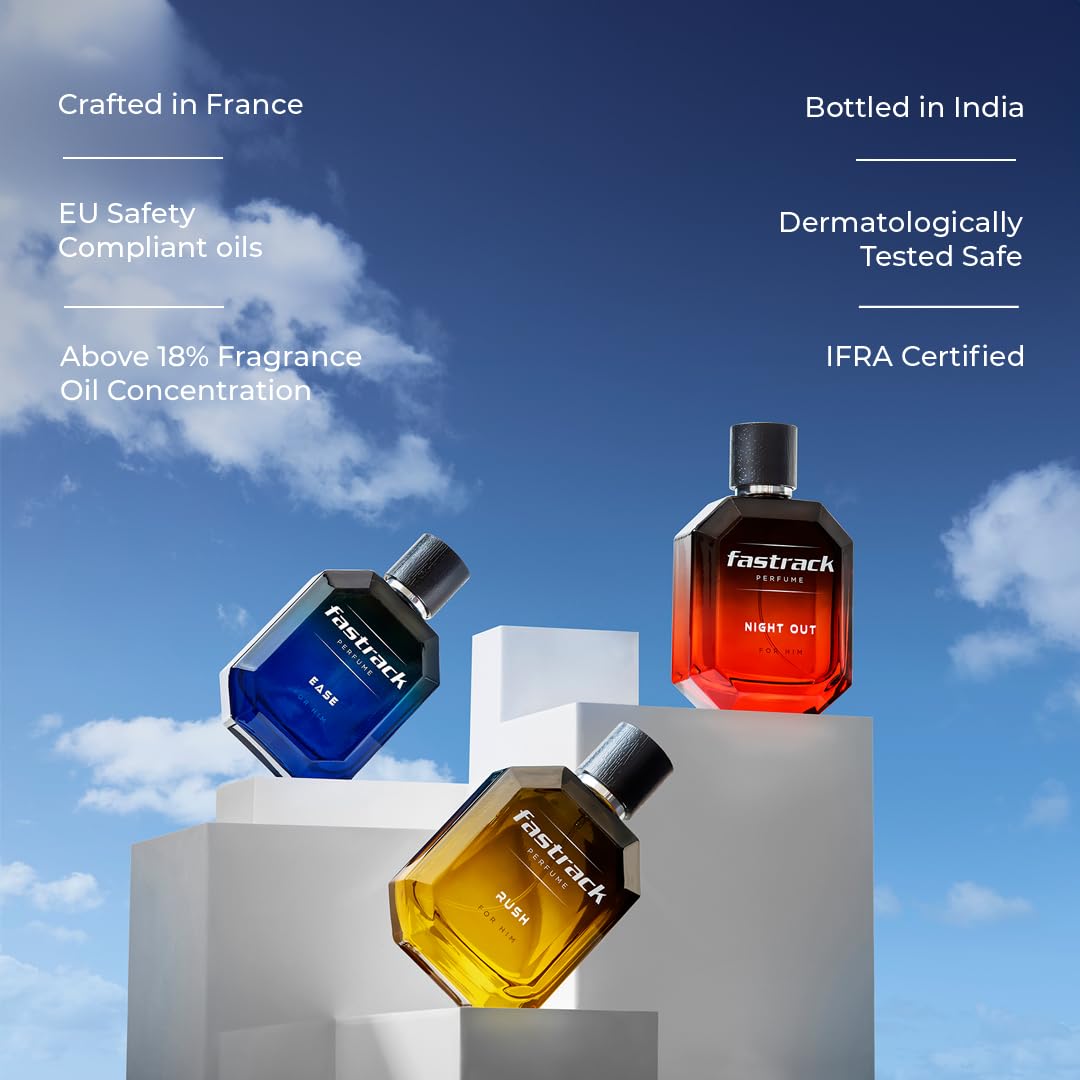 Fastrack Perfume Ease |Scent for Men| 100 ml EDP |Long lasting Smell |Aqua Fragrance| Crafted by European experts|Best gift for Man