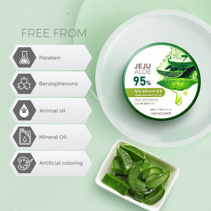 The Face Shop Non-Sticky Transparent 3 in 1 Aloe Fresh Soothing gel for Skin, Body and Hair |Reduces Dark Spots and Acne,300ml
