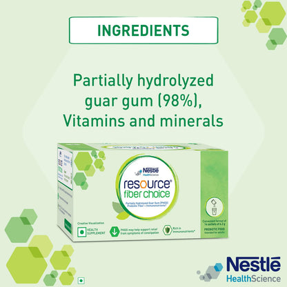 Resource Nestle Fiber Choice | Partially Hydrolyzed Guar Gum (Phgg), Prebiotic Fiber + Immunonutrients* | Contains 14 Sachets | 86.8g