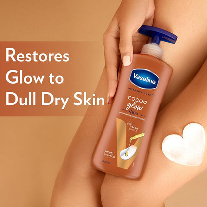 Vaseline Cocoa Glow Serum In Lotion, 600 ml | 100% Pure Cocoa & Shea Butter for Glowing & Soft Skin