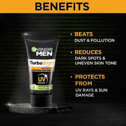 Garnier Men, Liquid Moisturiser, Brightening And Anti-Pollution, Turbobright, 40 G