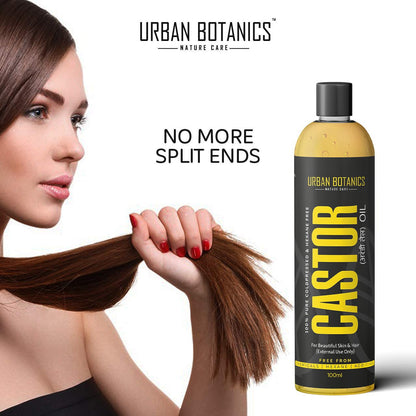 UrbanBotanicsÂ® Cold Pressed Castor Oil for Hair Growth, Skin Care, Moisturising Dry Skin, Nails, Eyelash - Virgin Grade - 100ml