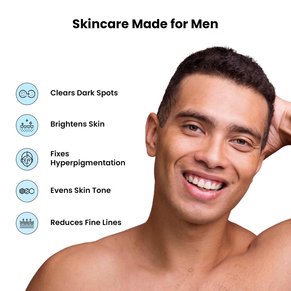ThriveCo Brightening Pro Serum for Men | Kojic acid, Vitamin C & Diacnemideâ„¢ | Skin Brightening, Acne Control & Boosts Hydration | Fades dark spots & Reducess Dullness | For All Skin Types | 30ml