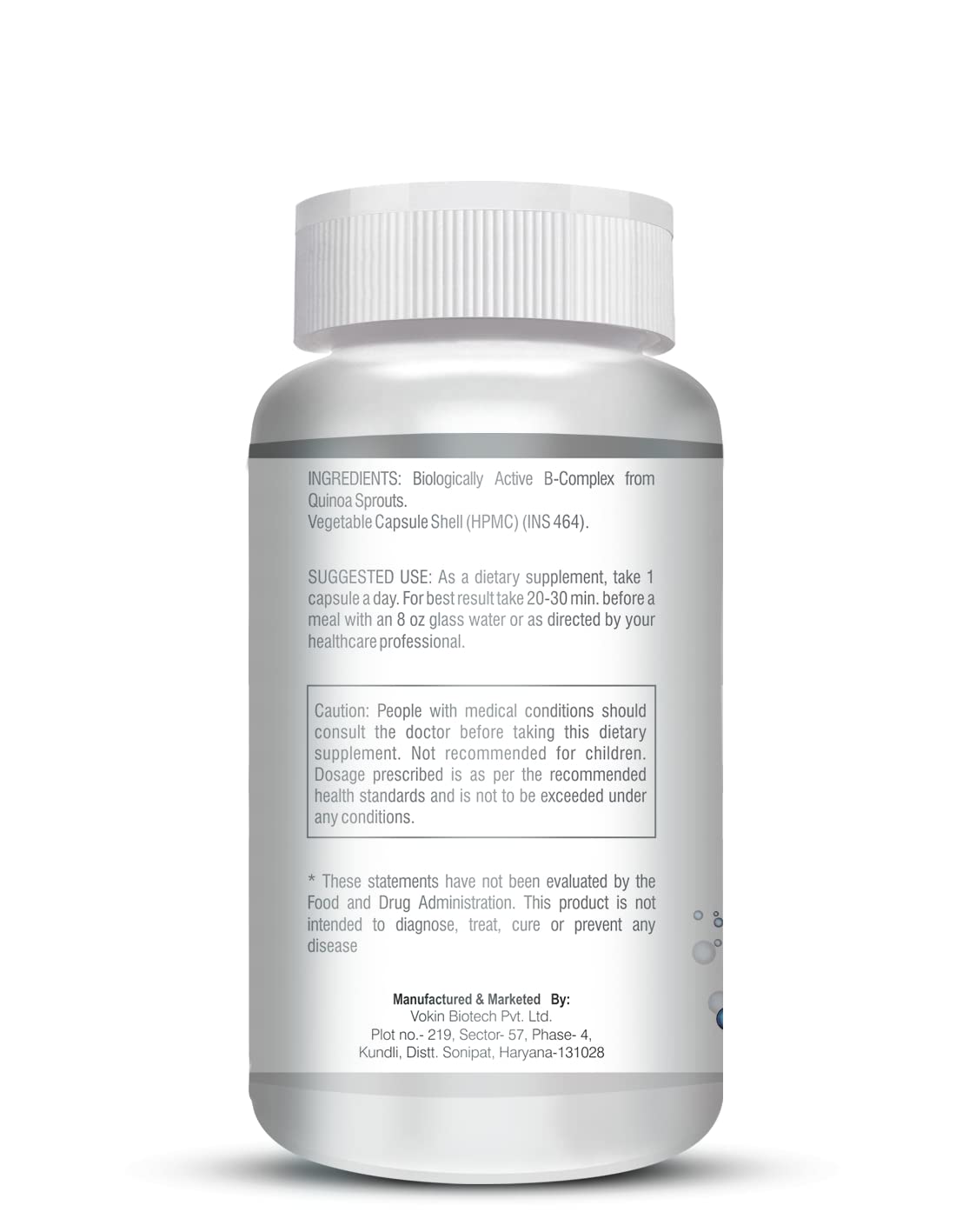 Vokin Biotech 100% Natural Vitamin B-Complex - Quinoa Sprout - 90 Capsules