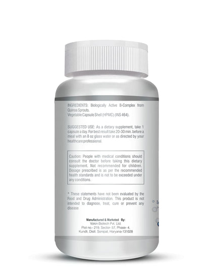 Vokin Biotech 100% Natural Vitamin B-Complex - Quinoa Sprout - 90 Capsules