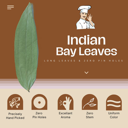 Bliss of Earth Certified Organic Indian Bay Leaves With Zero Pin Holes & Zero Dust, A1 Grade Tej Patta With Uniform Green Color, 50gm