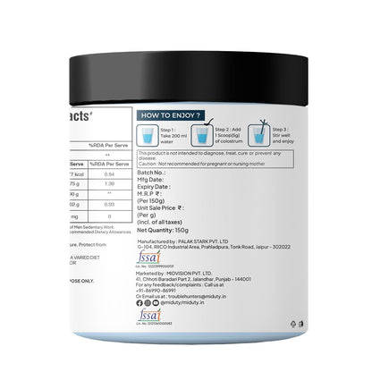 Miduty by Palak Notes Liposomal Colostrum - Increase bone and muscle mass - Probiotic Supplement for Gut Health - Muscle Growth - Boosts Immunity - Better Workout recovery - Colostrum Powder - 150 gm