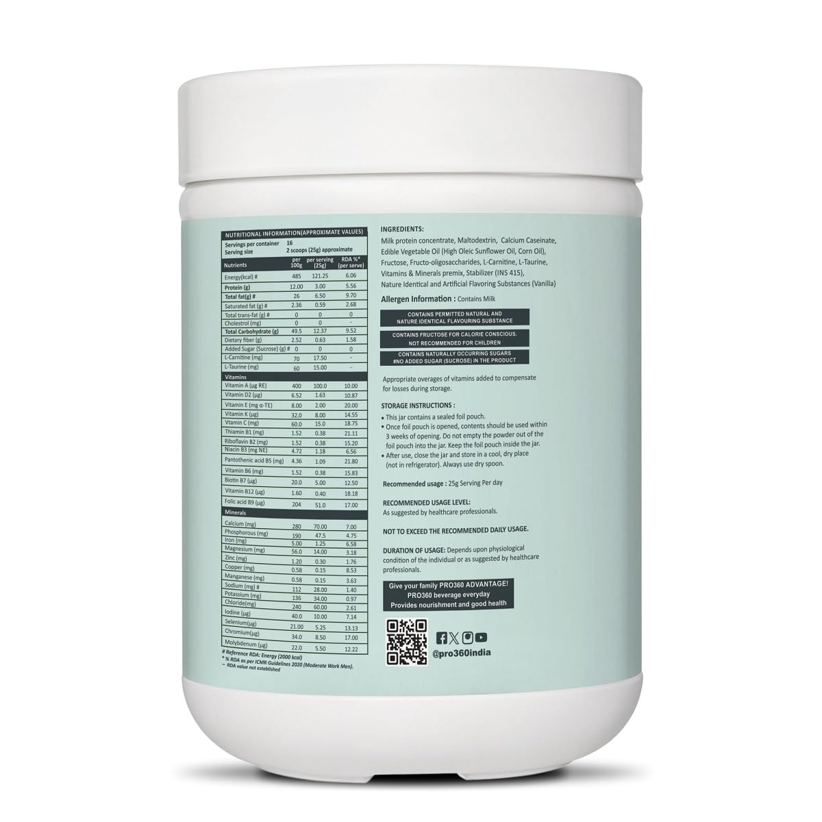 Pro360 Nefro LP Powder Vanilla Flavour â€“ 400g Low Protein Nutrition Supplement for Kidney Health (Non-Dialysis) â€“ Vanilla Protein Powder Enriched with L-Taurine, L-Carnitine & Essential Nutrients