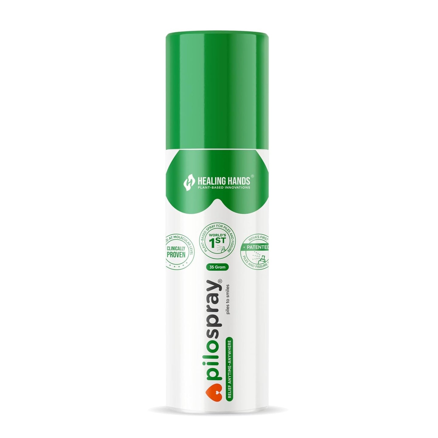 Healing Hands PiloSpray Treatment Spray - 35gm, Patented Plant Based Hemorrhoids and Fissure Solution, Clinically Proven, Herbal & Natural Care