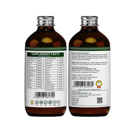 Simply Herbal Super Women Elixir for Women's Menstrual Health, Reflief in PCOD & PCOS, Controls Mood Swing, Abdominal Cramps (Pack of 1-450 Ml Each)