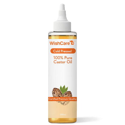 WishCare Cold Pressed Castor Oil | For Hair, Skin, Nails, Eye Lash | Virgin Grade | 100% Natural | 200ml