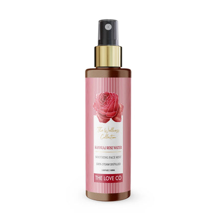 THE LOVE CO. Rose Water 100ml - Steam Distilled for Skin,100% Pure and Natural Face, and Hair - Authentic Kannauj Gulab Jal - Soothing Skin Toner Spray - Paraben, Alcohol, and Chemical-Free