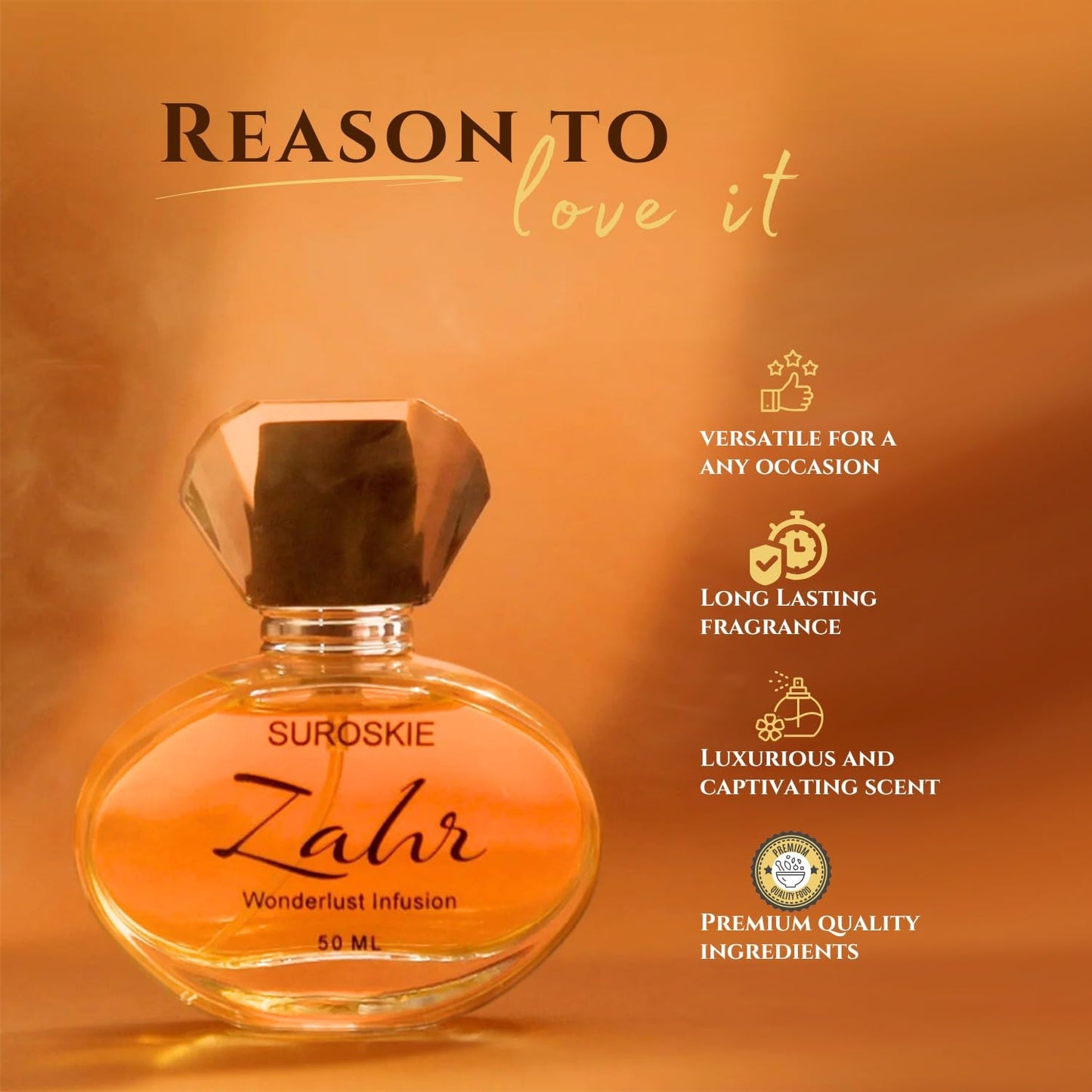 Suroskie Zahr Perfume 50Ml | Luxury Eau De Parfum | Long Lasting Unisex Fragrance Spray | Aromatic Blend Of Aqua, Saffron & Rose Scent | Woody & Oud Notes | Premium Gift For Men & Women