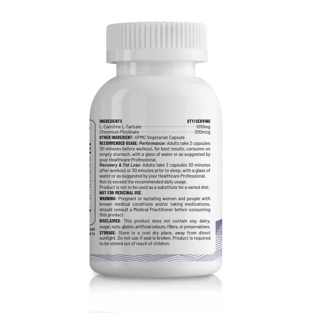 Unived L-Carnitine L-Tartrate 1000mg, Supports use of Fat for Energy, 60 Vegan Caps