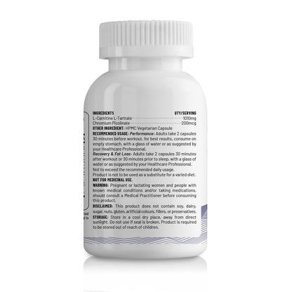 Unived L-Carnitine L-Tartrate 1000mg, Supports use of Fat for Energy, 60 Vegan Caps