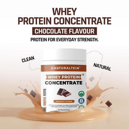 NATURALTEIN Natural Whey Protein Concentrate Chocolate â€“ 300 g | 21.8 g Protein per 30 g Serving | Naturally Flavoured | No Artificial Sweeteners | Soy-Free, Gluten-Free & Easy to Digest