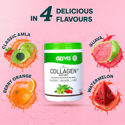 OZiva Vegan Collagen (Watermelon) with Biotin & Vitamin C For Brighter & Youthful Skin | Collagen Supplement For Women & Men | Plant Based Powder | Certified Vegan 125g