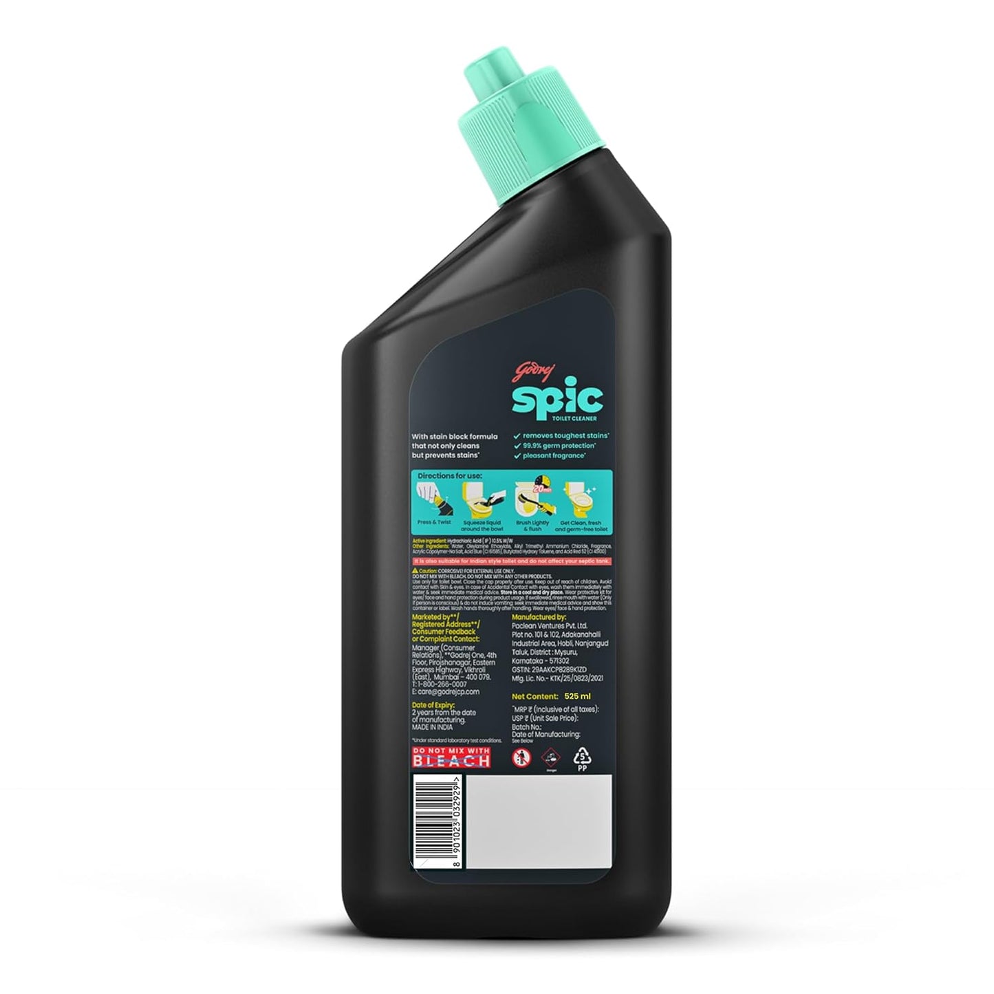 Toilet Cleaner - 525ml | Disinfectant Toilet Cleaner | Original | Kills 99.9% Germs