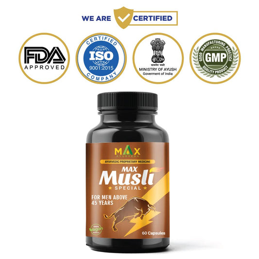 Max Ayurveda Musli Special (For 45+ Men) & King Ayurvedic Massage Oil - Combo (30 Capsules + 1 Oil Bottle)