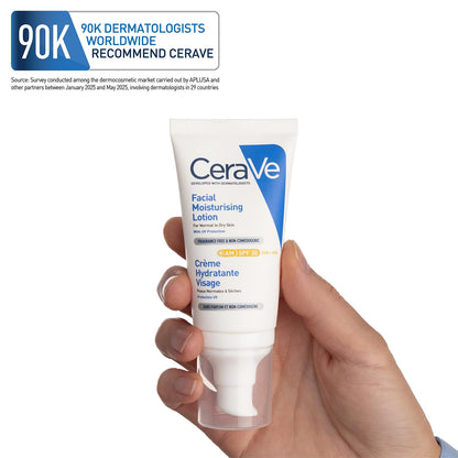 CeraVe AM Facial Moisturizing Lotion for Normal to Dry Skin (52 ml) with Broad Spectrum Sunscreen SPF 50, Enriched with Ceramides, Niacinamide & Hyaluronic acid